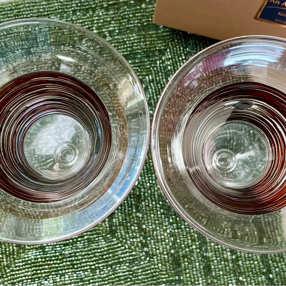 Venetian Wine Glass, Rainbow spun by An American Craftsman, MINH -Set of 2 NIB